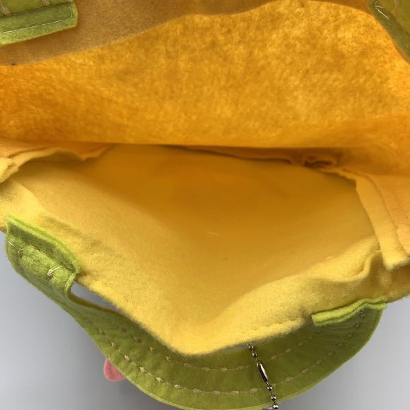 Large Yellow Embroidered Felt Easter Bunny Bag Tote and Happy Easter Wooden Tag - Picture 9 of 9